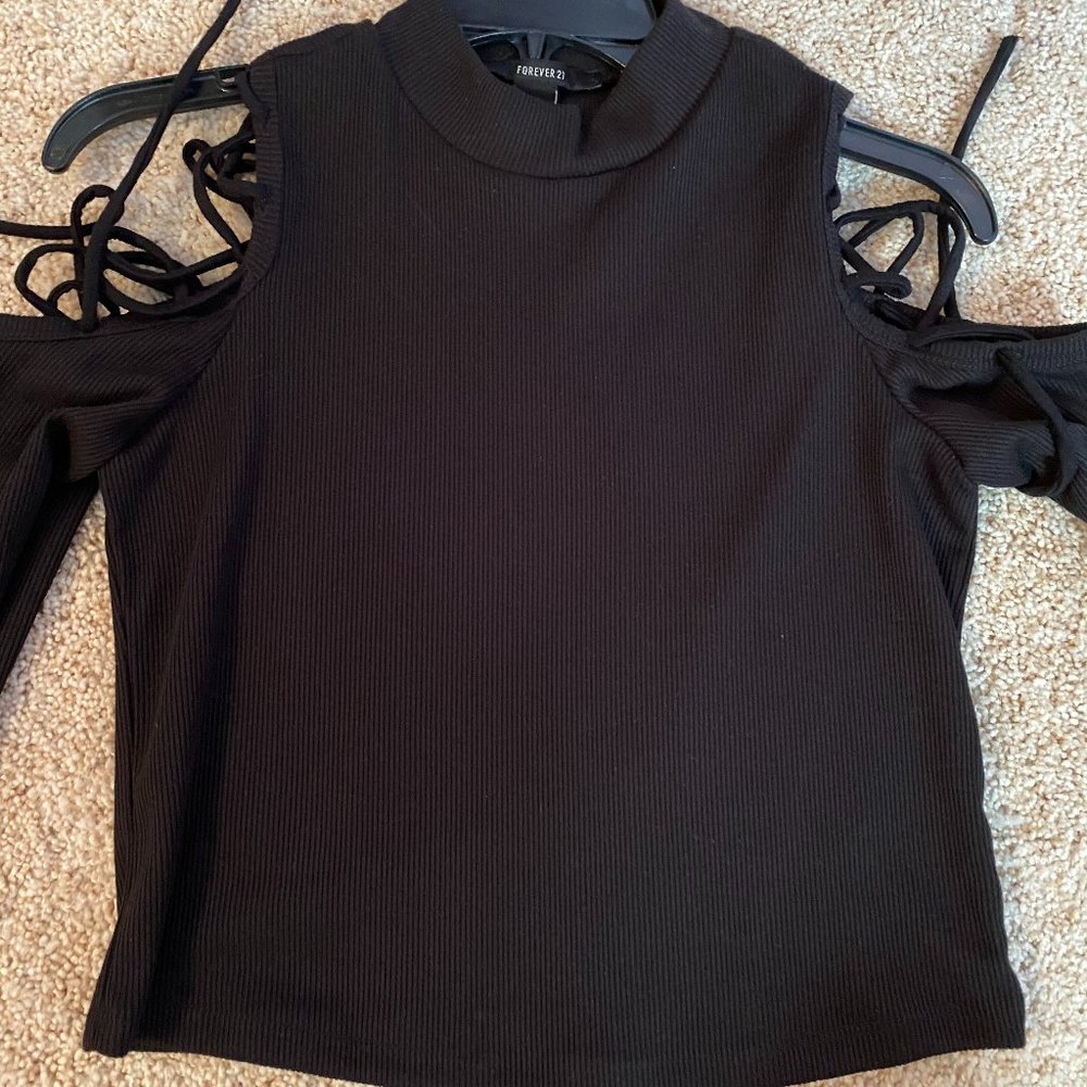 Forever 21 Black Bell Sleeve Top (S)